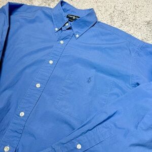 Vintage Ralph Lauren Men’s Blue Button Down Long Sleeve Shirt 90’s Size 16 Pony
